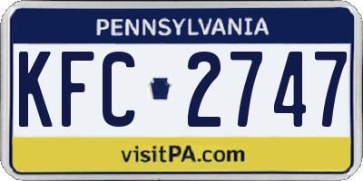 PA license plate KFC2747