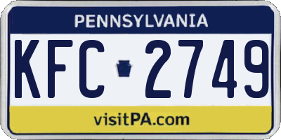 PA license plate KFC2749
