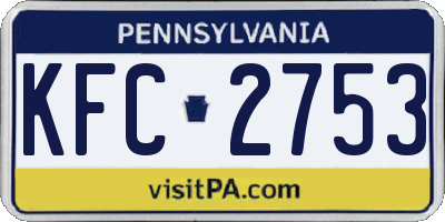 PA license plate KFC2753