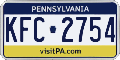 PA license plate KFC2754