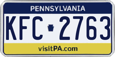 PA license plate KFC2763