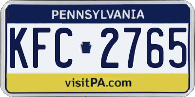 PA license plate KFC2765