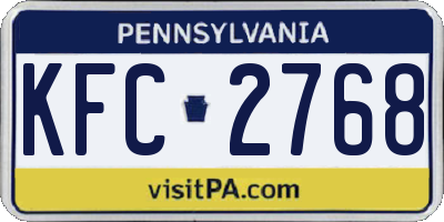 PA license plate KFC2768
