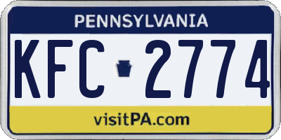 PA license plate KFC2774