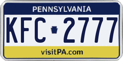 PA license plate KFC2777