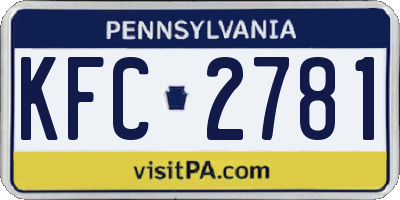 PA license plate KFC2781