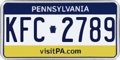 PA license plate KFC2789