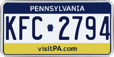 PA license plate KFC2794