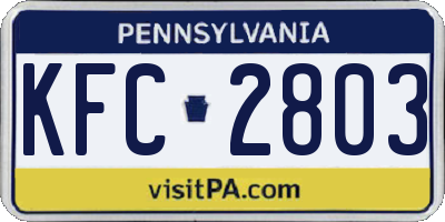 PA license plate KFC2803