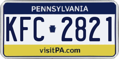 PA license plate KFC2821