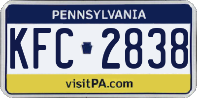 PA license plate KFC2838