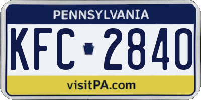 PA license plate KFC2840