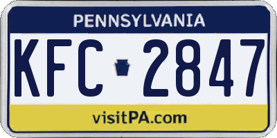 PA license plate KFC2847