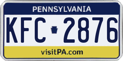 PA license plate KFC2876