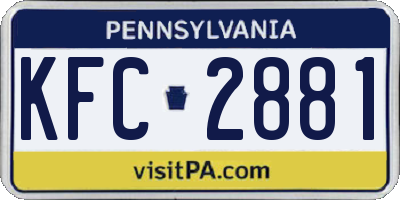 PA license plate KFC2881