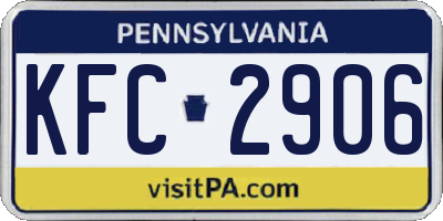 PA license plate KFC2906