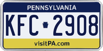 PA license plate KFC2908