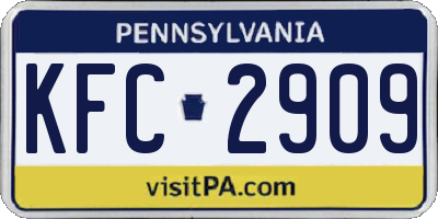 PA license plate KFC2909