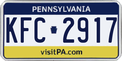 PA license plate KFC2917