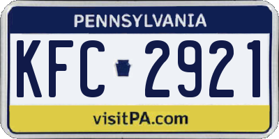 PA license plate KFC2921