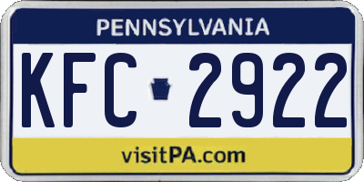 PA license plate KFC2922