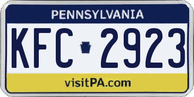 PA license plate KFC2923