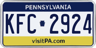 PA license plate KFC2924