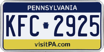 PA license plate KFC2925