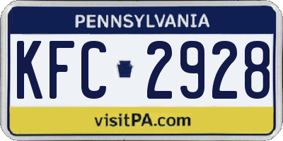 PA license plate KFC2928