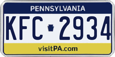 PA license plate KFC2934