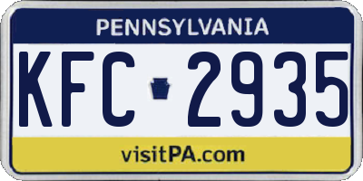 PA license plate KFC2935