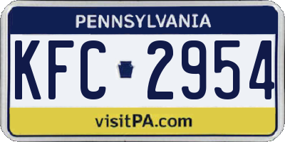 PA license plate KFC2954