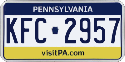 PA license plate KFC2957