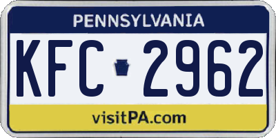 PA license plate KFC2962