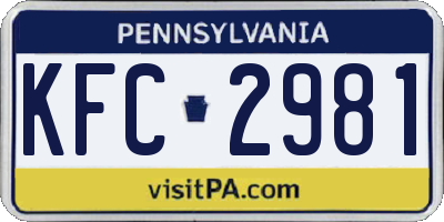 PA license plate KFC2981