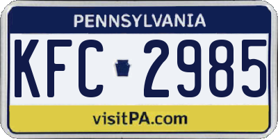 PA license plate KFC2985