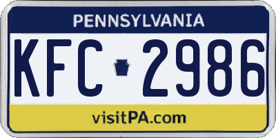 PA license plate KFC2986