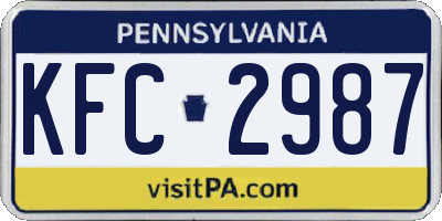 PA license plate KFC2987