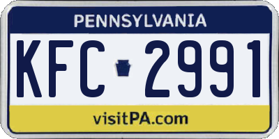 PA license plate KFC2991