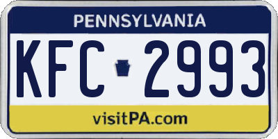 PA license plate KFC2993