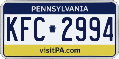 PA license plate KFC2994