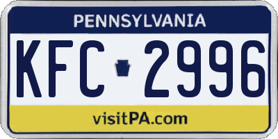 PA license plate KFC2996