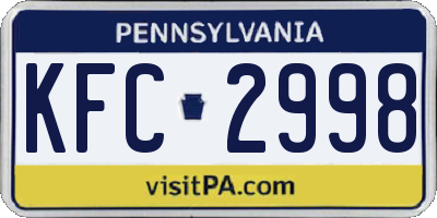 PA license plate KFC2998