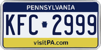 PA license plate KFC2999