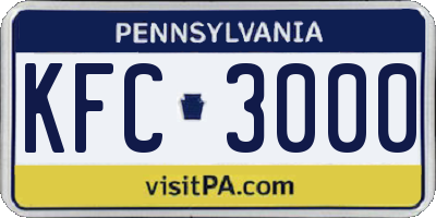 PA license plate KFC3000