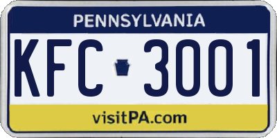 PA license plate KFC3001