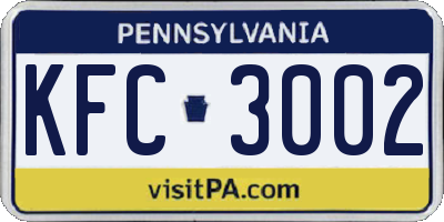 PA license plate KFC3002