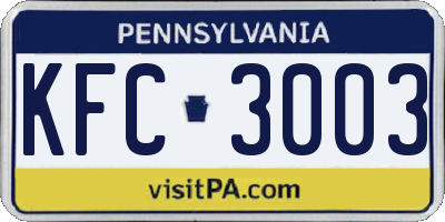 PA license plate KFC3003