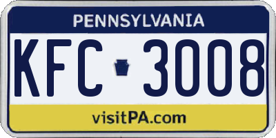 PA license plate KFC3008