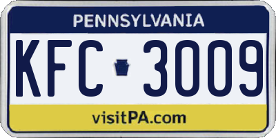 PA license plate KFC3009